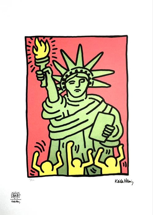 Prachtige Lithografie + certificaat • Keith Haring #liberty, Antiek en Kunst, Kunst | Litho's en Zeefdrukken, Ophalen of Verzenden
