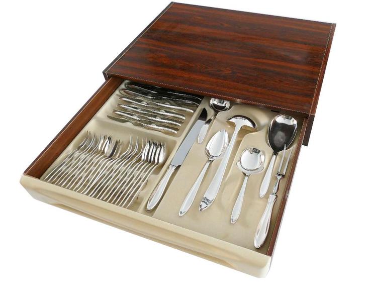 Verzilverde Gero Bestekcassette - 229 Perfection - 43st/6p., Antiek en Kunst, Antiek | Bestek, Verzenden