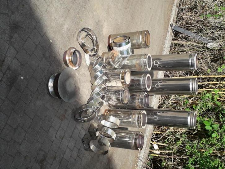 Dubbelwandig rookkanaal 150/200 RVS, Huis en Inrichting, Kachels, Gebruikt, Vrijstaand, Houtkachel, Hout, Ophalen