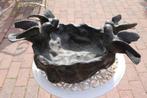 Bronzen vogelbad met 4 vogels., Tuin en Terras, Tuinwanddecoratie, Ophalen, Nieuw