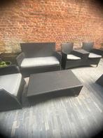 Loungeset voor op terras of balkon met kussens., Tuin en Terras, Ophalen, Kunststof, Gebruikt, 6 zitplaatsen