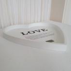 dienblad / wit hout / hartvorm met tekst, Ophalen of Verzenden, Zo goed als nieuw, Overige vormen, Hout