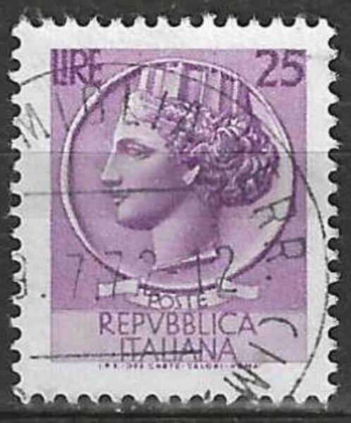 Italie 1955/1960 - Yvert 716 - Munt van Syracus (ST), Postzegels en Munten, Postzegels | Europa | Italië, Gestempeld, Verzenden