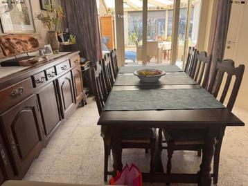 Eiken eetplaats, Enlèvement, Utilisé, Chêne, Tafel( 200x90) +6 stoelen, dressoir (250x 52x 100), buffetkast