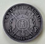 5 Fr Napoleon III 1867 BB, Postzegels en Munten, Ophalen of Verzenden, Frankrijk, Losse munt, Zilver