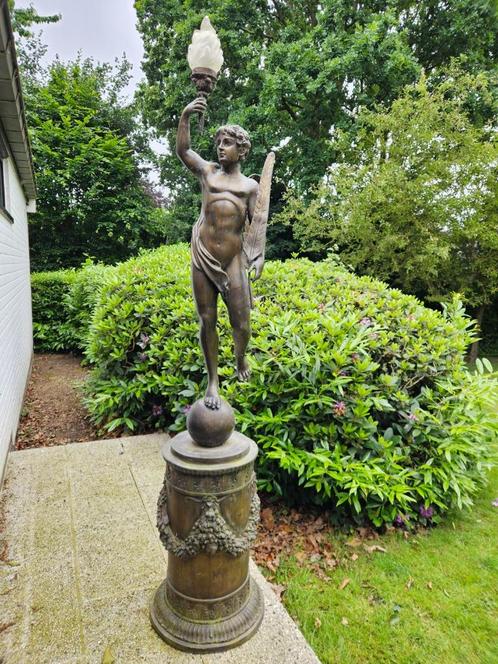 BRONZEN EXCLUSIEVE ENGELEN/LAMPEN TOPSTUKKEN OPDRACHT KLANT!, Tuin en Terras, Tuinbeelden, Gebruikt, Mensenbeeld, Overige materialen