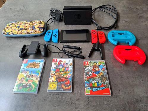 Nintendo switch bundel met games, Games en Spelcomputers, Spelcomputers | Nintendo Switch, Gebruikt, Switch Original, Met 2 controllers