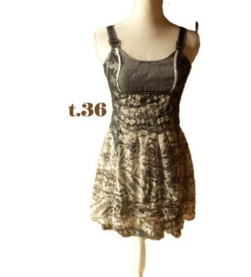 (34)- robe femme t.36 noire grise - sha&sha - beschikbaar voor biedingen