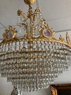 Prachtige cristallen kroonluchter met Limoges plaquettes, Ophalen