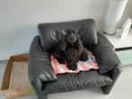 Zwarte leren eenzits, Huis en Inrichting, Fauteuils, Ophalen, Gebruikt, Leer