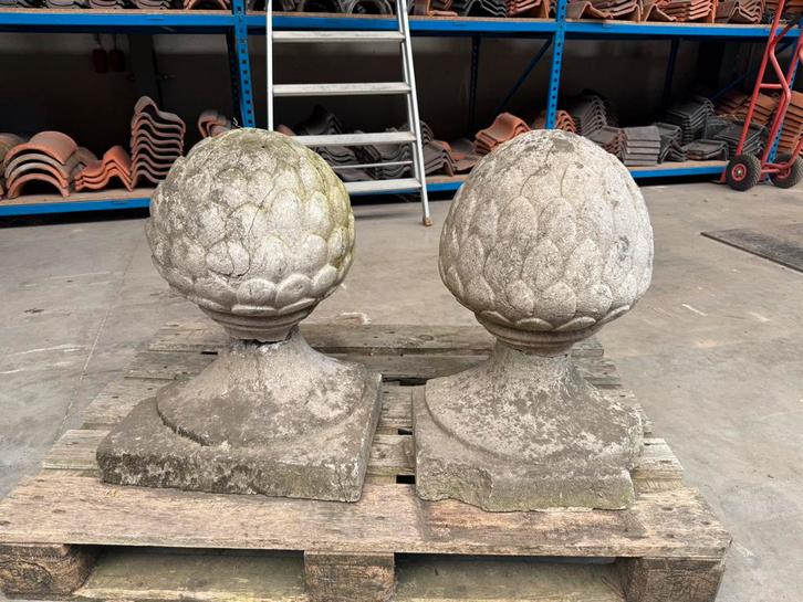 Vieilles pommes de pin en pierre bleue, Jardin & Terrasse, Vases de jardin, Utilisé, Enlèvement