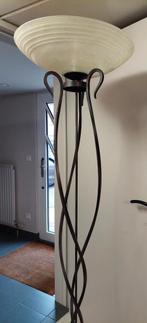 Terzani vloerlamp, staander in smeedijzer, kap in glas, Ophalen, Zo goed als nieuw, Glas