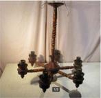 Beau lustre en bois antique avec 6 points lumineux, Antiquités & Art, Enlèvement ou Envoi