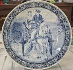 Delfts blauw by Boch groot bord paard en kar, Antiek en Kunst, Ophalen of Verzenden