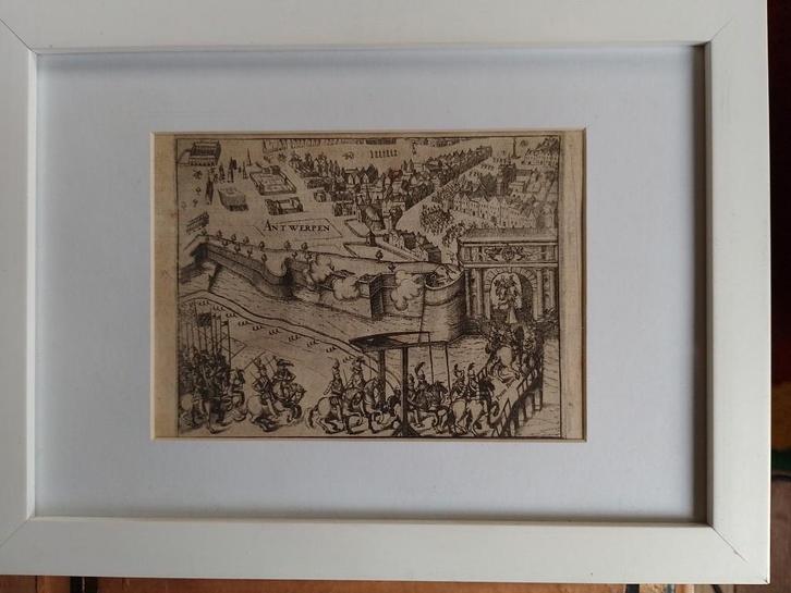 Verovering Antwerpen 1585 Prins van Parma  Ets, Antiek en Kunst, Kunst | Etsen en Gravures, Verzenden