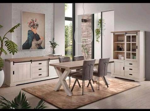 Complete eetkamer en salon met 6 stoelen NIEUW Modern - Land, Huis en Inrichting, Complete eetkamers, Nieuw, Ophalen