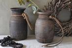 Oude houten Himachal pot Nepalese kruik (rechts), Huis en Inrichting, Overige materialen, Gebruikt, Overige kleuren, Ophalen of Verzenden
