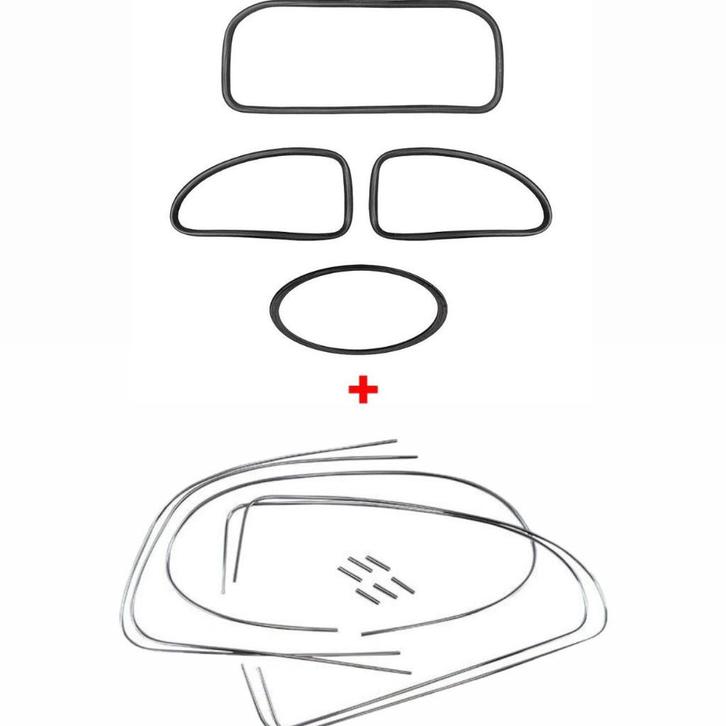 VW Ovale raam Kever Rubber kit deluxe alu sierlijst 53 - 57, Auto diversen, Auto-accessoires, Nieuw, Verzenden