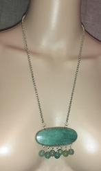 Ketting edelsteen hanger zeer grote vintage groene aventurij, Handtassen en Accessoires, Kettingen, Verzenden, Nieuw, Met edelsteen