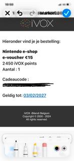 Waardebon Nitendo, Tickets en Kaartjes, Eén persoon, Cadeaubon, Arrangement, Warenhuis- of Winkelbon