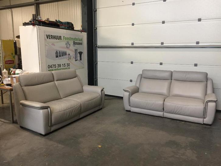 (74) Complete lederen salon met elektrische relaxen, Maison & Meubles, Canapés | Coins salons complets, Comme neuf, Enlèvement