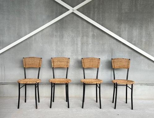 Vintage wickerchairs, set van 4, ca 1980’s, Antiek en Kunst, Antiek | Meubels | Stoelen en Sofa's, Ophalen