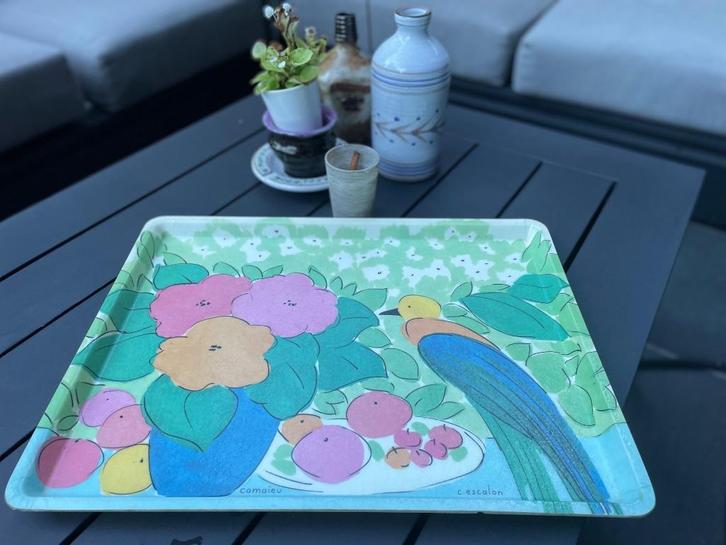 Plateau apéritif vintage de la marque Alpac France, Antiquités & Art, Antiquités | Plateaux, Enlèvement ou Envoi