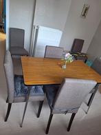 6 stoelen en tafel, Huis en Inrichting, Stoelen, Ophalen, Bruin, Zo goed als nieuw, Stof