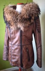 Leren jas met vosbontkraag, Kleding | Dames, Ophalen of Verzenden, Zo goed als nieuw, Maat 38/40 (M)