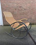 Vintage Chrome and Wicker Rocking Chair, 1970s, Antiek en Kunst, Ophalen