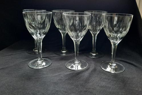 6 grands verres cristalin taillé ,VSL., Antiek en Kunst, Antiek | Glaswerk en Kristal, Ophalen of Verzenden