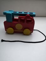 Camion de pompiers à tirer en bois, Enfants & Bébés, Jouets | Jouets en bois, Comme neuf, Enlèvement ou Envoi