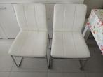 4 eetkamerstoelen in wit leder, Huis en Inrichting, Stoelen, Ophalen, Gebruikt, Wit