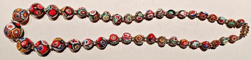Collier vénitien Millefiori en verre de Murano, NEUF, 50 cm, Handtassen en Accessoires, Kettingen, Nieuw, Steen of Mineraal, Overige kleuren