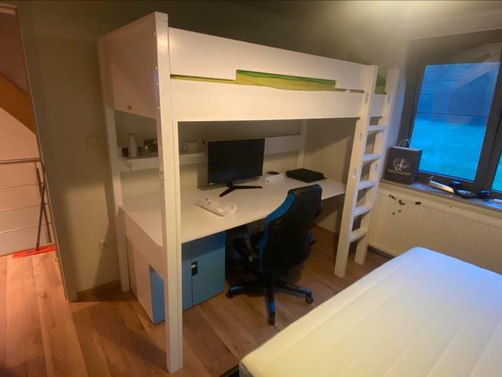 Bopita hoogslaper compleet met lattenbodem en bureau, Kinderen en Baby's, Kinderkamer | Stapelbedden en Hoogslapers, Zo goed als nieuw
