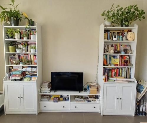 IKEA HAUGA woonkamer set – als nieuw – wit, Huis en Inrichting, Kasten |Televisiemeubels, Zo goed als nieuw, Ophalen