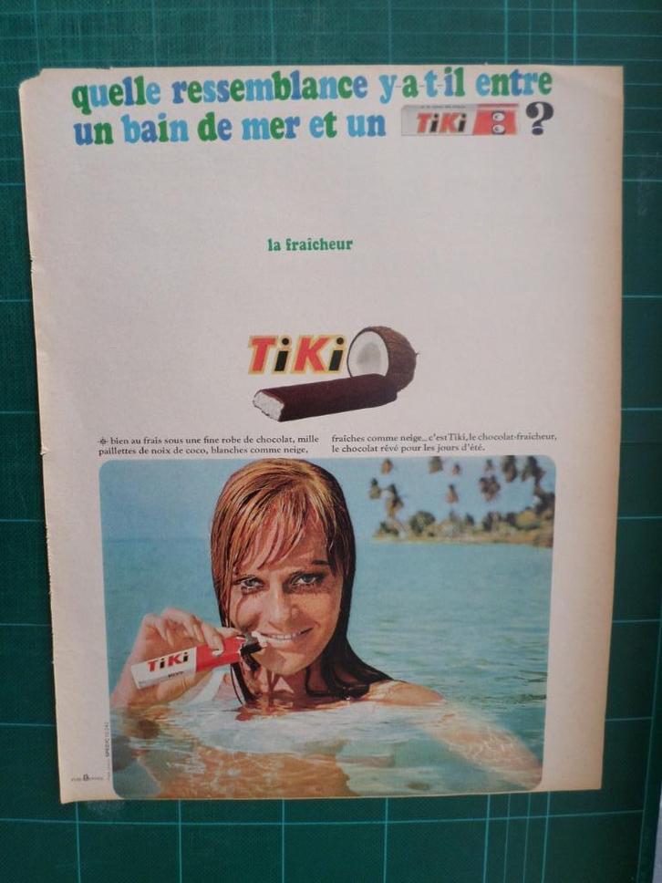 Kohler chocolat - publicité papier Tiki - 1966, Verzamelen, Merken en Reclamevoorwerpen, Gebruikt, Overige typen, Ophalen of Verzenden