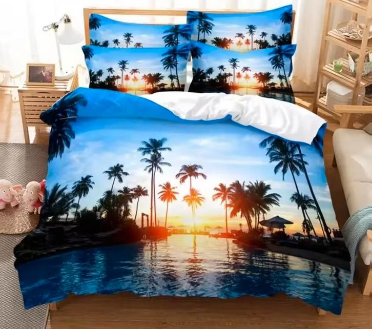 NIEUW Zomers dekbedovertrek Palm 2p 240x2m20, Huis en Inrichting, Slaapkamer | Beddengoed, Nieuw, Dekbedovertrek, Ophalen of Verzenden