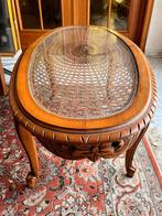 Salontafel houtsnijwerk met glas - opruiming, Ophalen