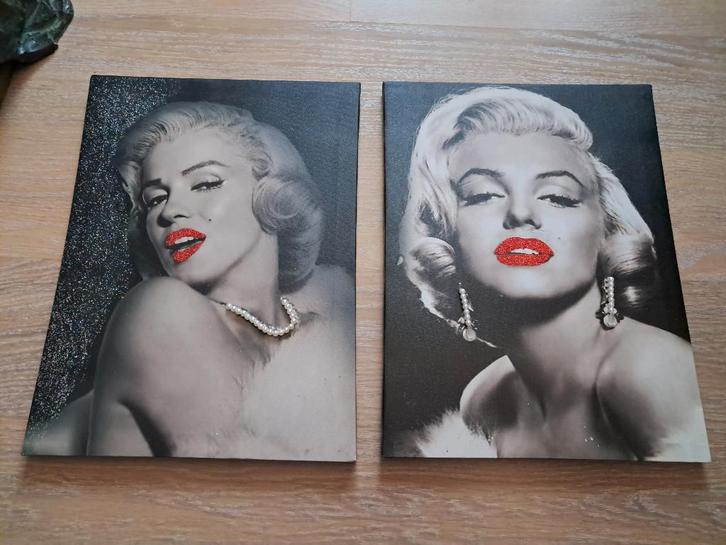 2 canvasprinten  op doek Marilyn Monroe, Collections, Musique, Artistes & Célébrités, Utilisé, Photo ou Carte, Enlèvement ou Envoi