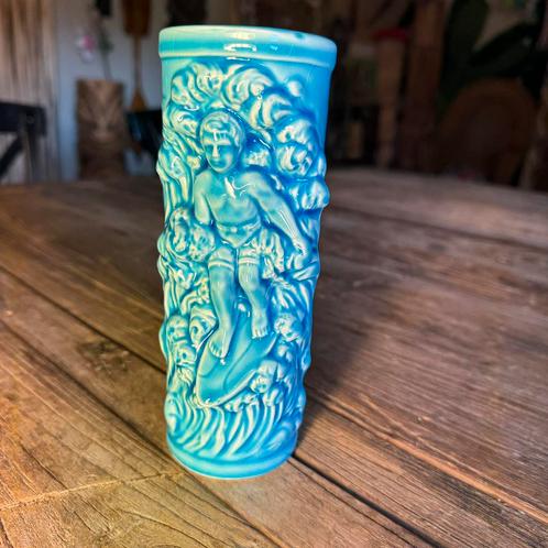 Vintage 60s Orchids of Hawaii Blue Surfer Tiki Mug, Antiek en Kunst, Antiek | Keramiek en Aardewerk, Ophalen