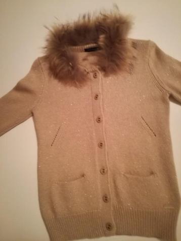 beige vestje met kraag uit wasbeerhond merk River Woods beschikbaar voor biedingen