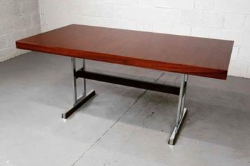 Minimalist dining table in Indian Rosewood and chrome