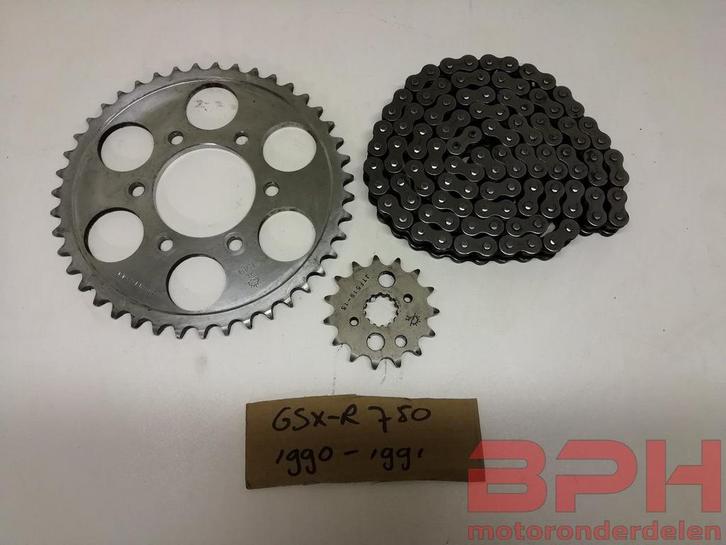 Kettingset Suzuki GSX-R 750 1990 t/m 1991 ketting tandwielen, Motoren, Onderdelen | Suzuki, Gebruikt, Ophalen of Verzenden