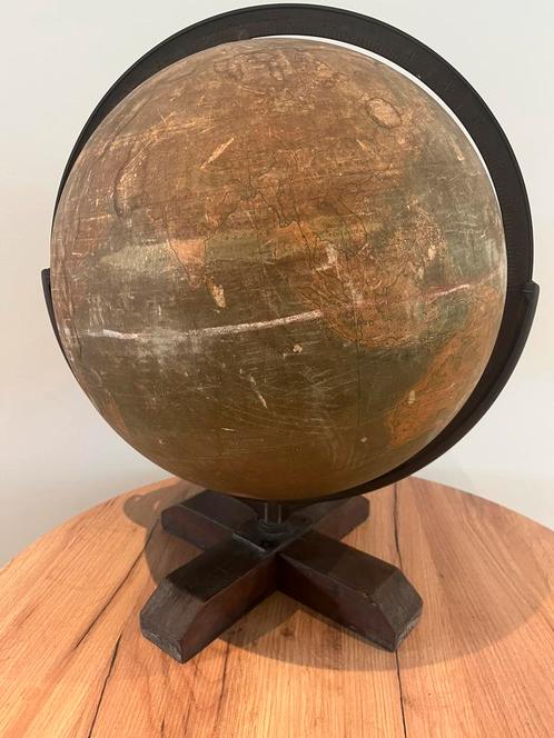 antieke wereldbol  +-1930 (groot), Huis en Inrichting, Woonaccessoires | Wereldbollen, Gebruikt, Ophalen