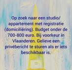 Een appartement of studio gezocht in Vlaanderen, minimaal 30, Immo, 35 tot 50 m², Provincie Vlaams-Brabant