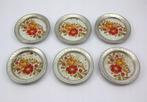 Zes vintage onderzetters antiek porselein bloemen hoge rand, Ophalen of Verzenden, Gebruikt, Glas of Kopje