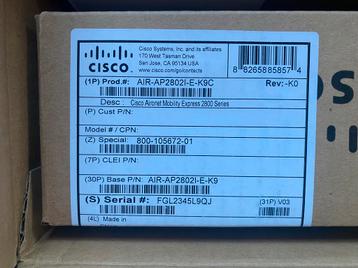 Gloednieuwe Cisco AIR-AP2802I-E-K9C,, Enlèvement ou Envoi, Neuf, Cisco