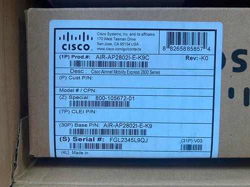 Gloednieuwe Cisco AIR-AP2802I-E-K9C,, Computers en Software, Accesspoints, Nieuw, Ophalen of Verzenden
