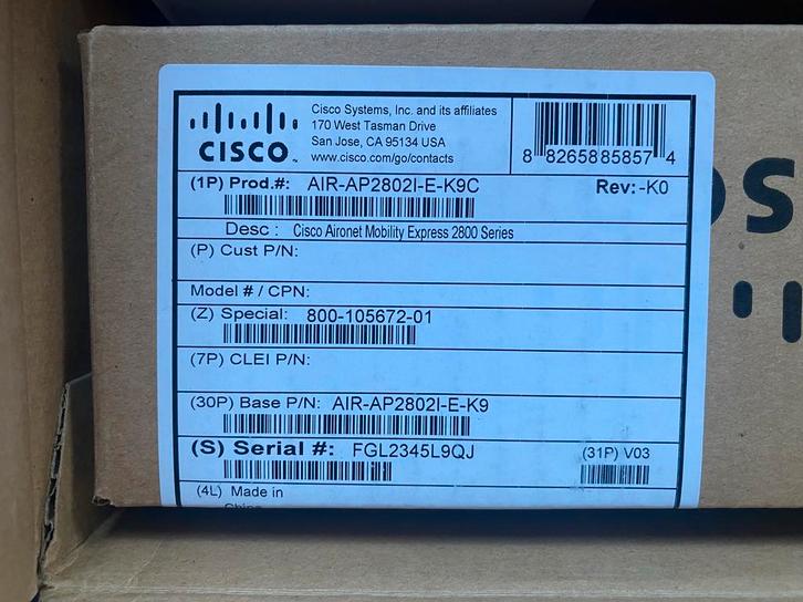 Gloednieuwe Cisco AIR-AP2802I-E-K9C,, Computers en Software, Accesspoints, Nieuw, Ophalen of Verzenden
